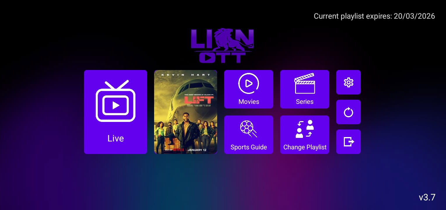 Lion OTT Home Screen